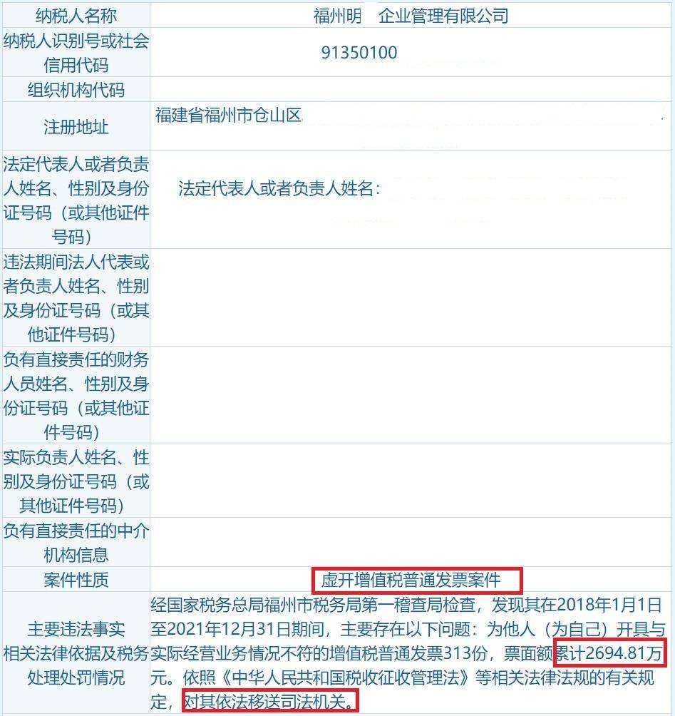 福州14家公司因虚开增值税普通发票被移送公安，涉嫌虚开发票罪