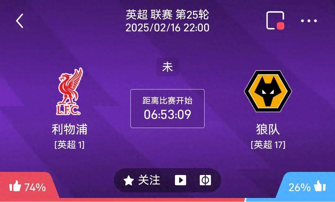 英超联赛免费高清直播+实时赛程+积分预测（2025赛季全覆盖）25轮英超对决：利物浦对阵狼队初盘剖析及比分大猜想