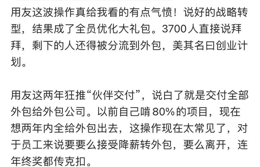 打工人天塌了？传用友狂推伙伴计划，大量员工或转外包……