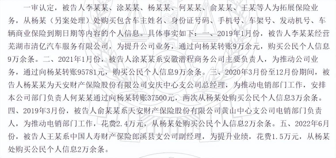 太平洋保险安徽省电销原负责人竟打包出售全省购车人信息？