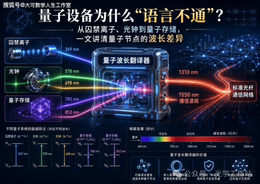量子设备为什么“语言不通”？从囚禁离子、光钟到量子存储，一文讲清量子节点的波长差异