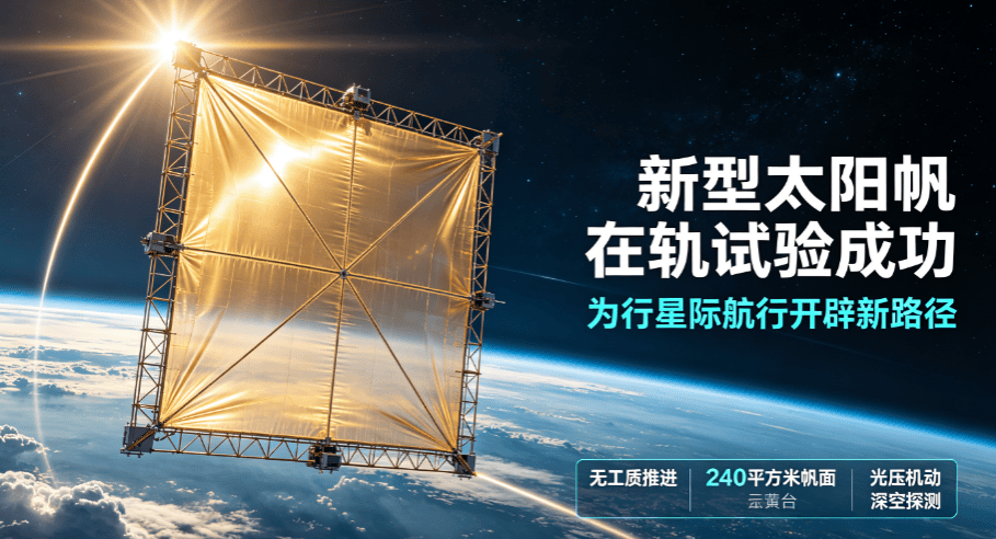 我国深空探测新型太阳帆在轨试验取得圆满成功，为行星际航行开辟新路径