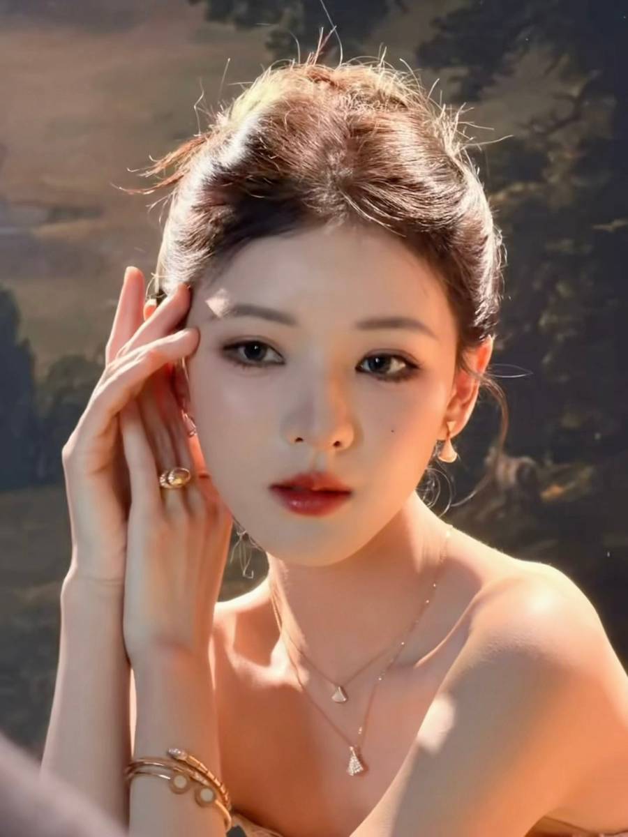 张予曦一袭鎏金裙好身材尽显 盘发造型优雅贵气