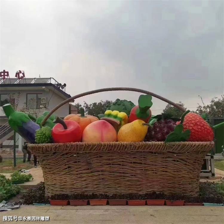 玻璃钢水果篮子雕塑 仿真水果雕塑