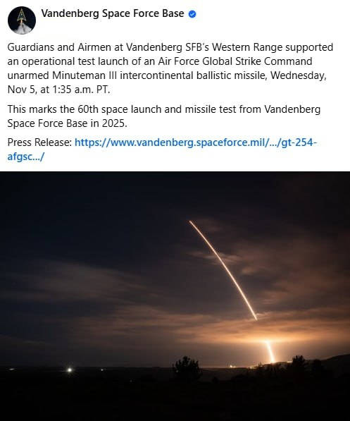 突发!美国发射了一枚民兵3洲际核导弹,这是美军今年第3次试射