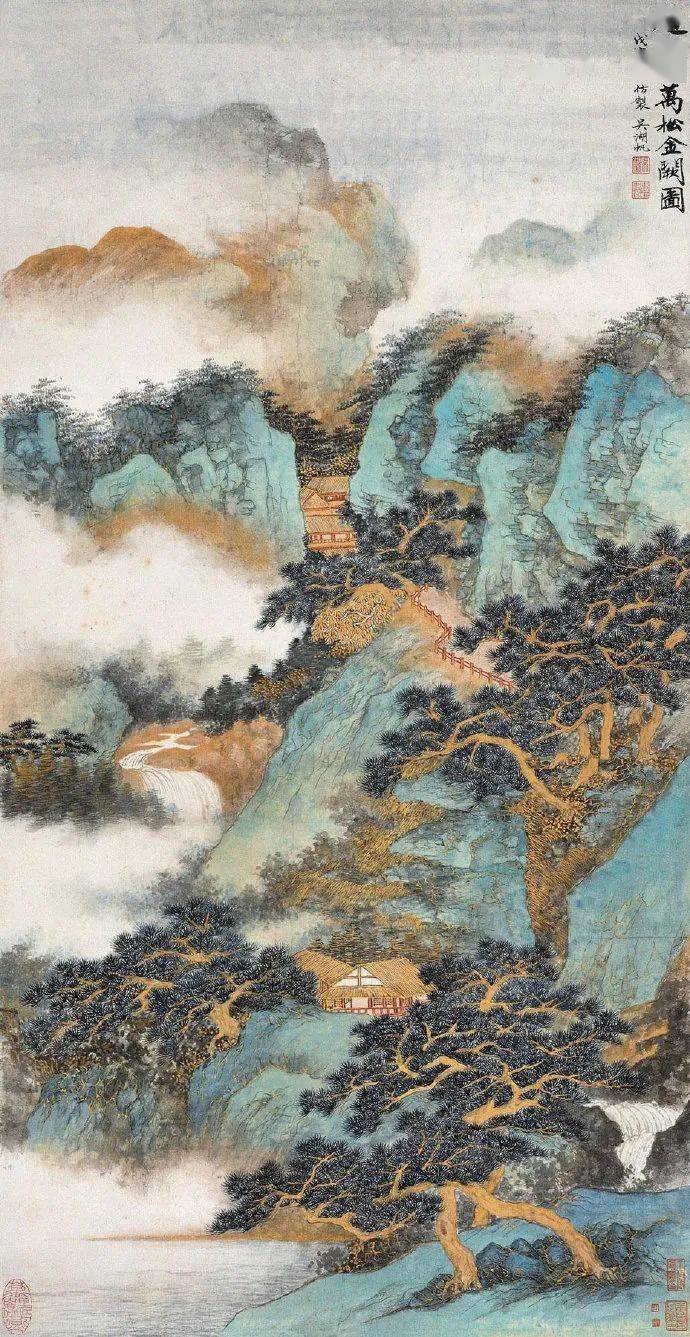 文治霜皮古柏 寒烟，曾系青牛夕照前。记向华山山下见，等闲已过二千年。《自题黄山图》（清）弘仁坐破苔衣