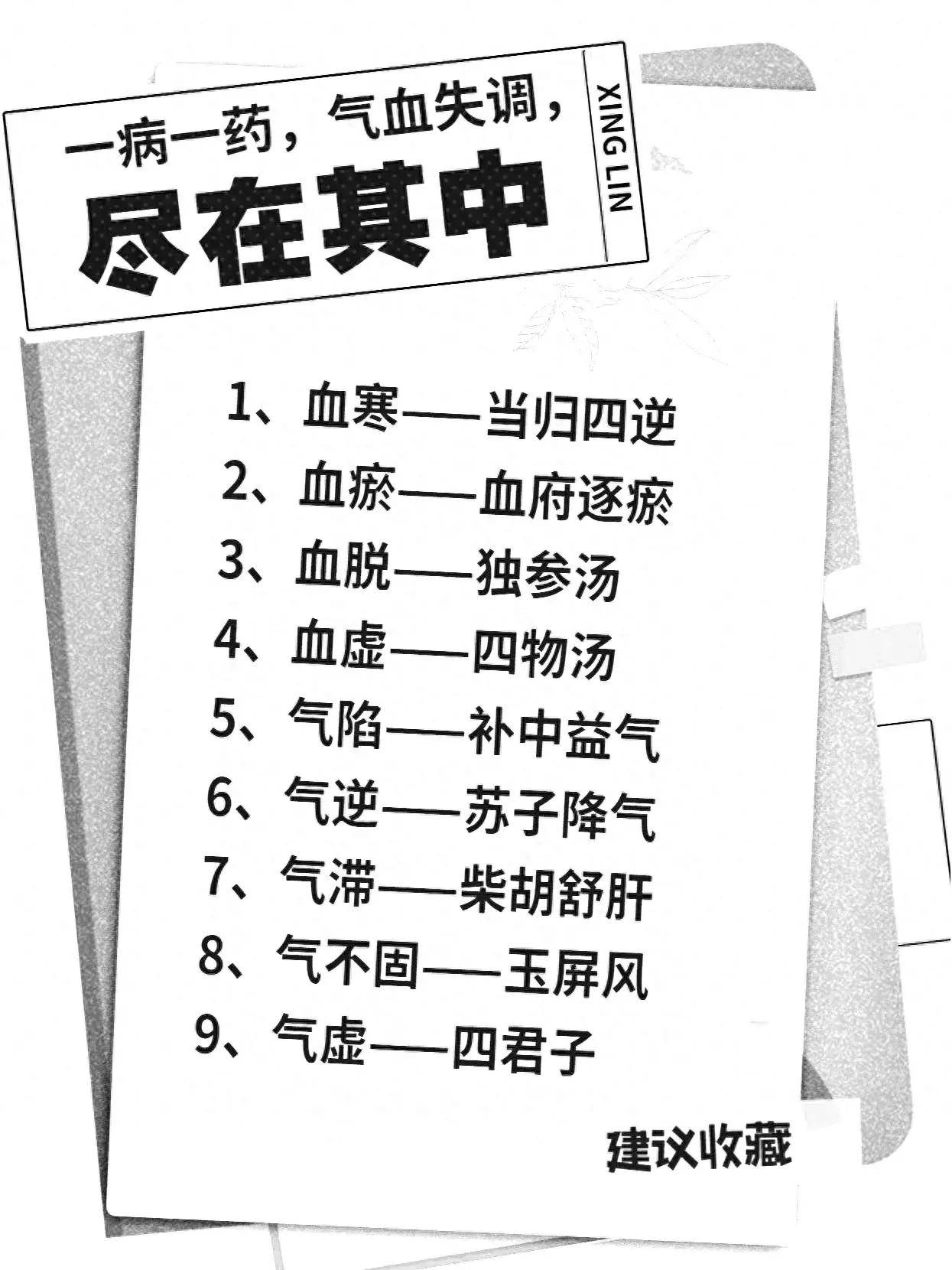 四大血症、四大气症，一药一解，中医智慧大揭秘！