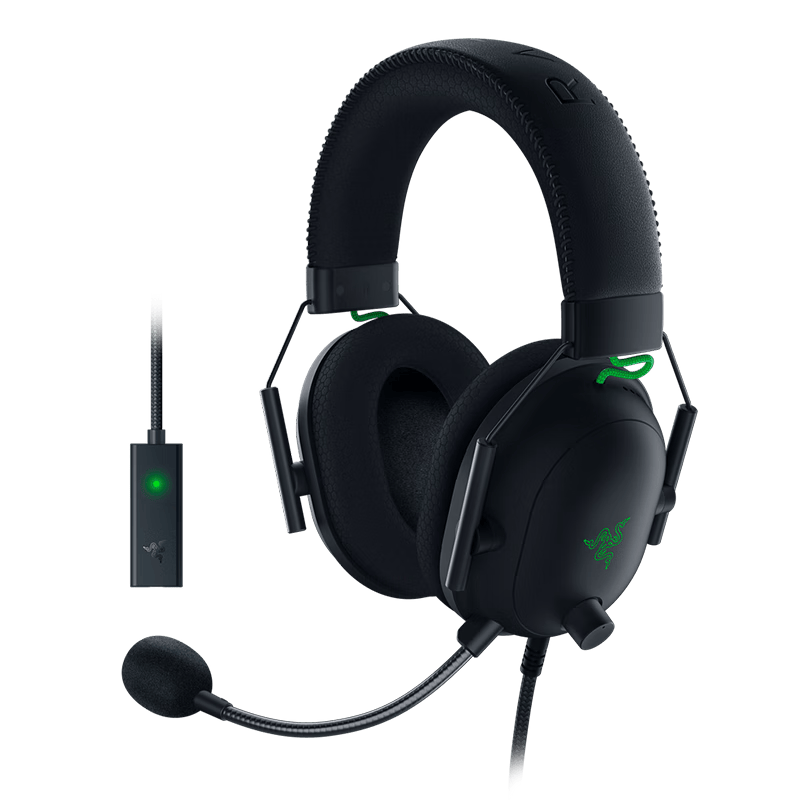 电竞玩家必备神器：雷蛇旋风黑鲨V2耳机畅享极致游戏体验(图1)