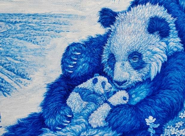 中国第一幅表现大熊猫国家公园的油画作品亮相_保护_四川_的国家