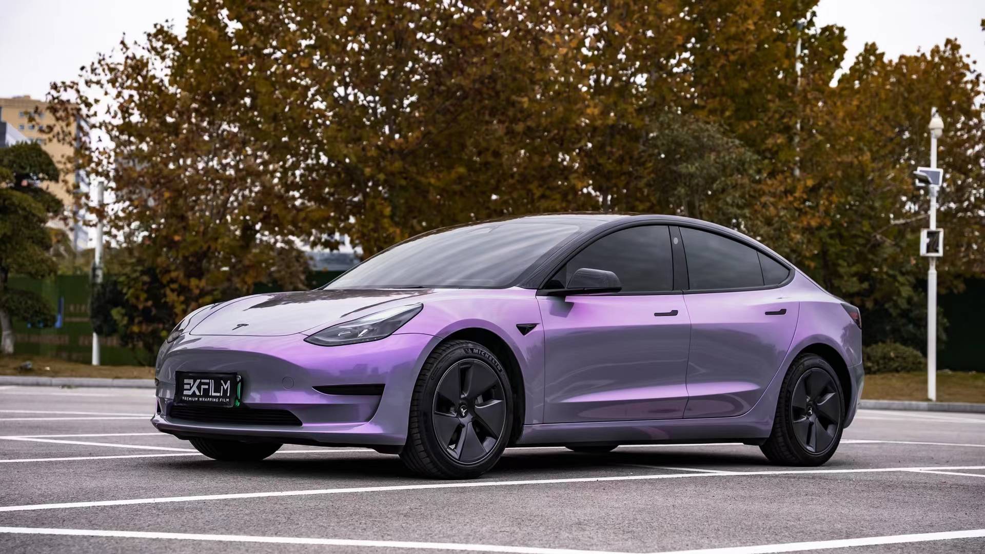 特斯拉model3-ek改色膜梦幻灰魅紫,藏不住的梦幻少女心_搜狐汽车_搜狐