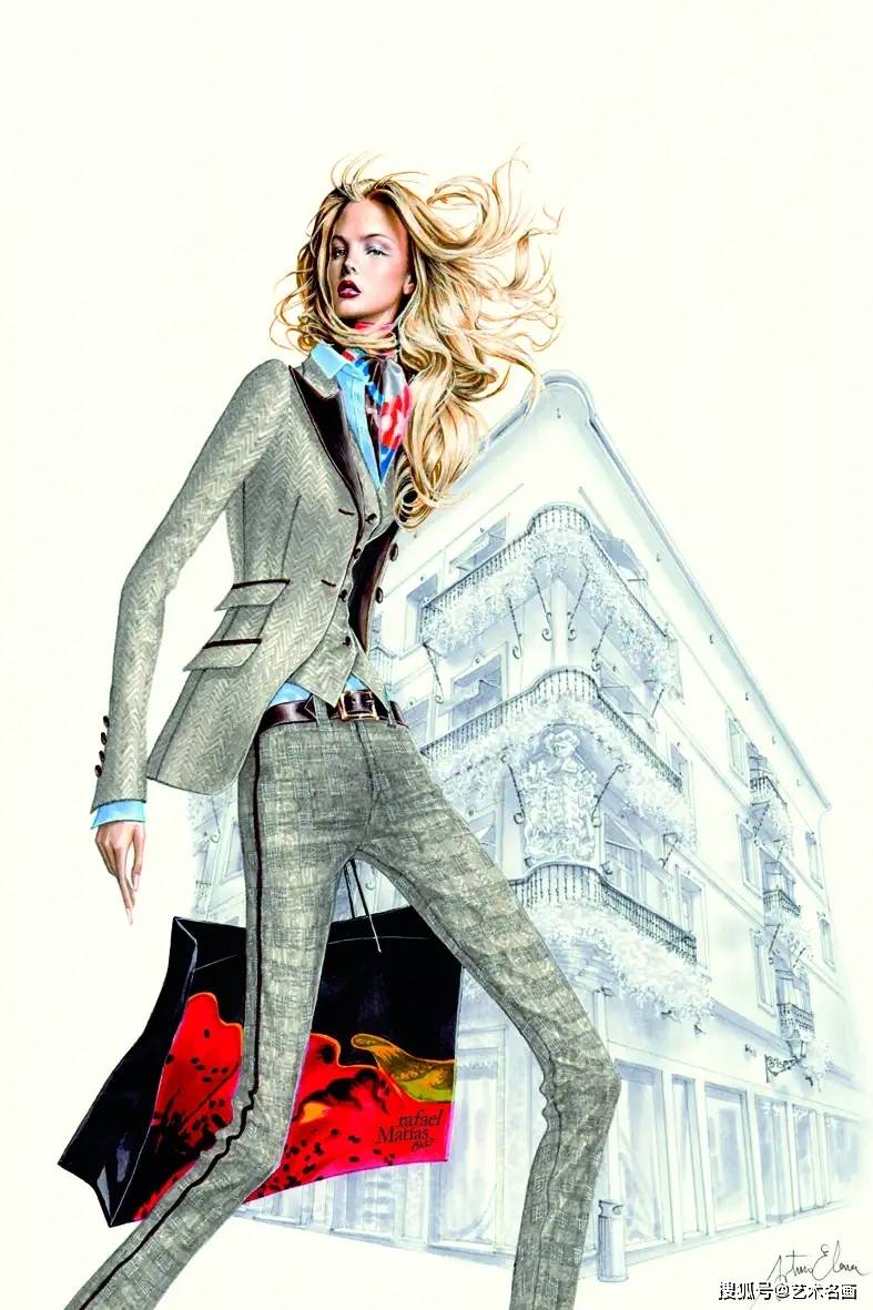 细瘦风格时装插画︱西班牙画家arturoelena的绘画作品