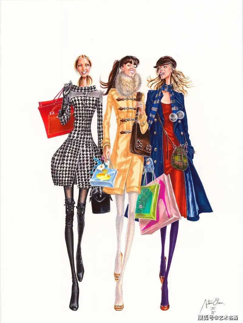 细瘦风格时装插画