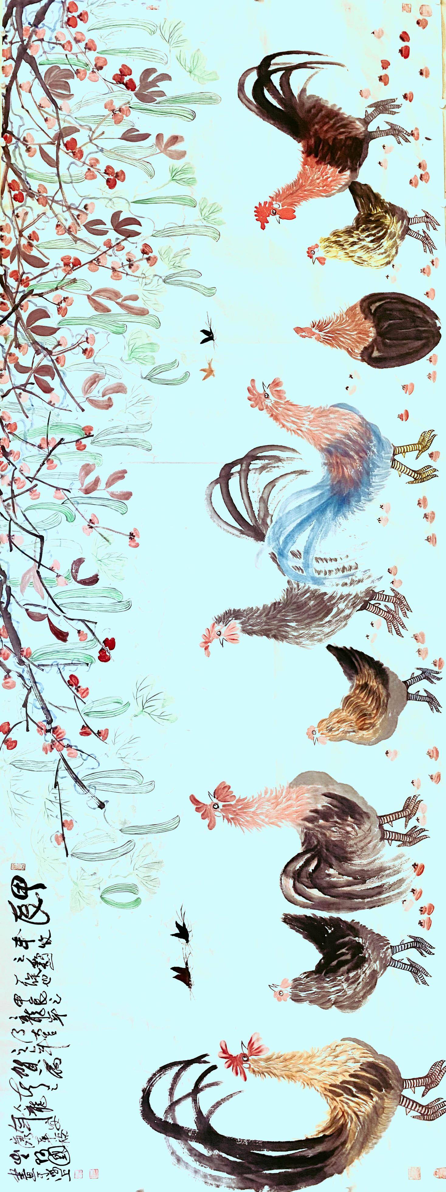 【国画艺术】朱祖国·画鸡意趣"情有独钟"_作品_先生_笔下