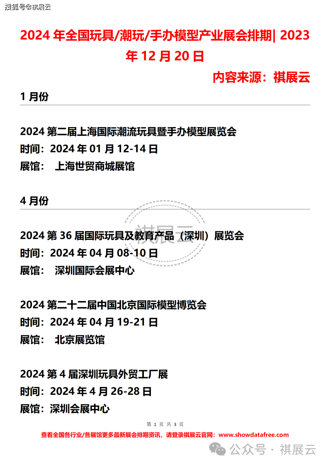 2024年全国玩具/潮玩/手办模型产业展会排期