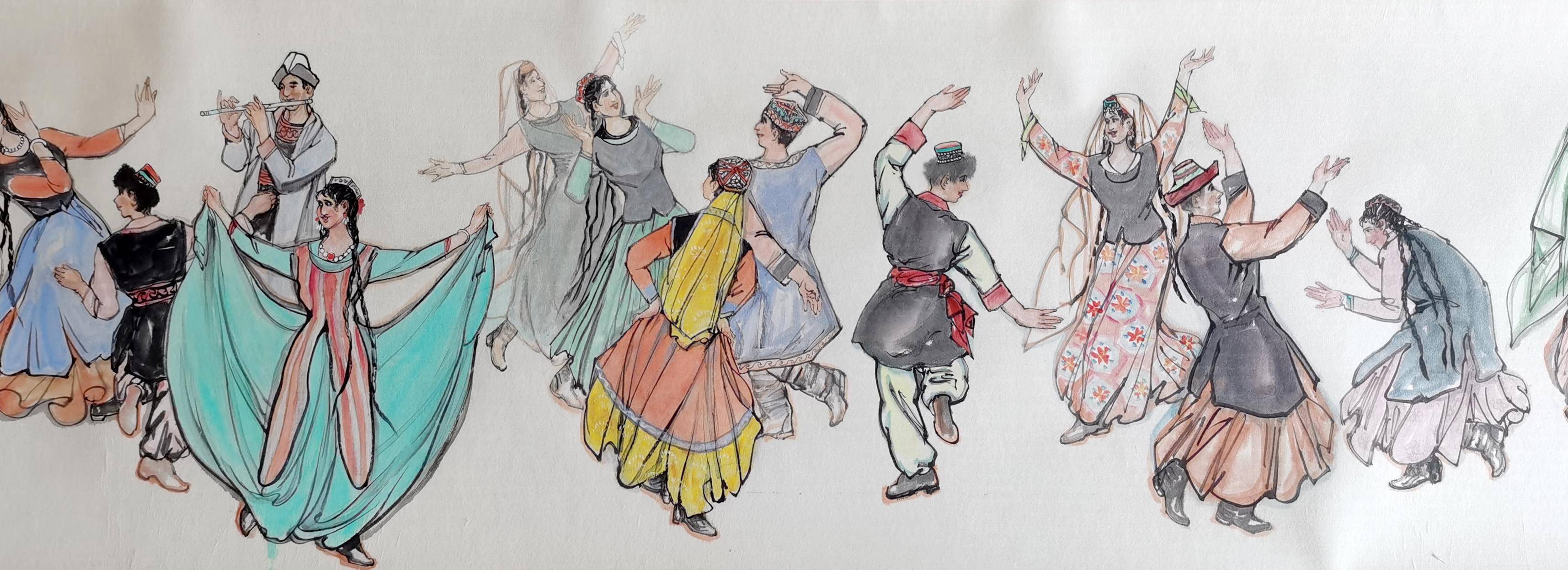 刘维仑国画长卷作品欣赏之三:当代新疆醉美图_黄胄_吴作人_先生