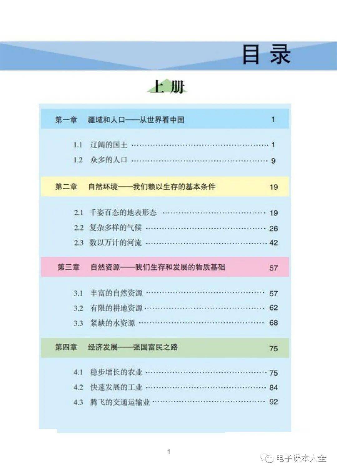 晋教版八年级上册地理电子课本(高清完整版)