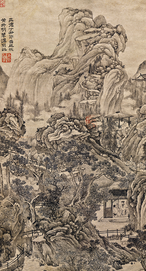 大器雄浑,气势磅礴,明代谢时臣绘《仿王蒙山水图》_作品_吴门_画派