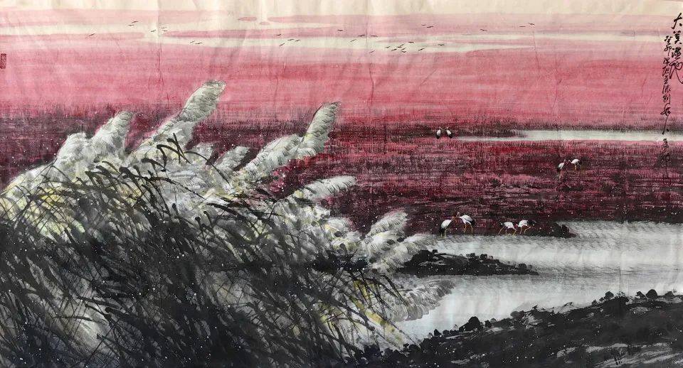 作品欣赏石建勋先生经过四十余年的研究,创立的"碱蓬皱"法,填补了中国