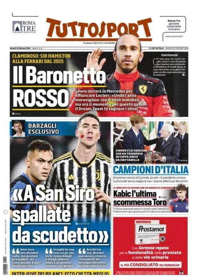 汉密尔顿造访法拉利,巴尔扎利揭秘尤文-国米之战!_罗马_因扎吉_比赛