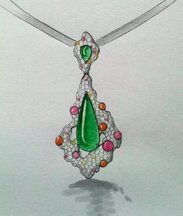 欣赏一下大师级的翡翠镶嵌手稿_工艺_的设计_时尚