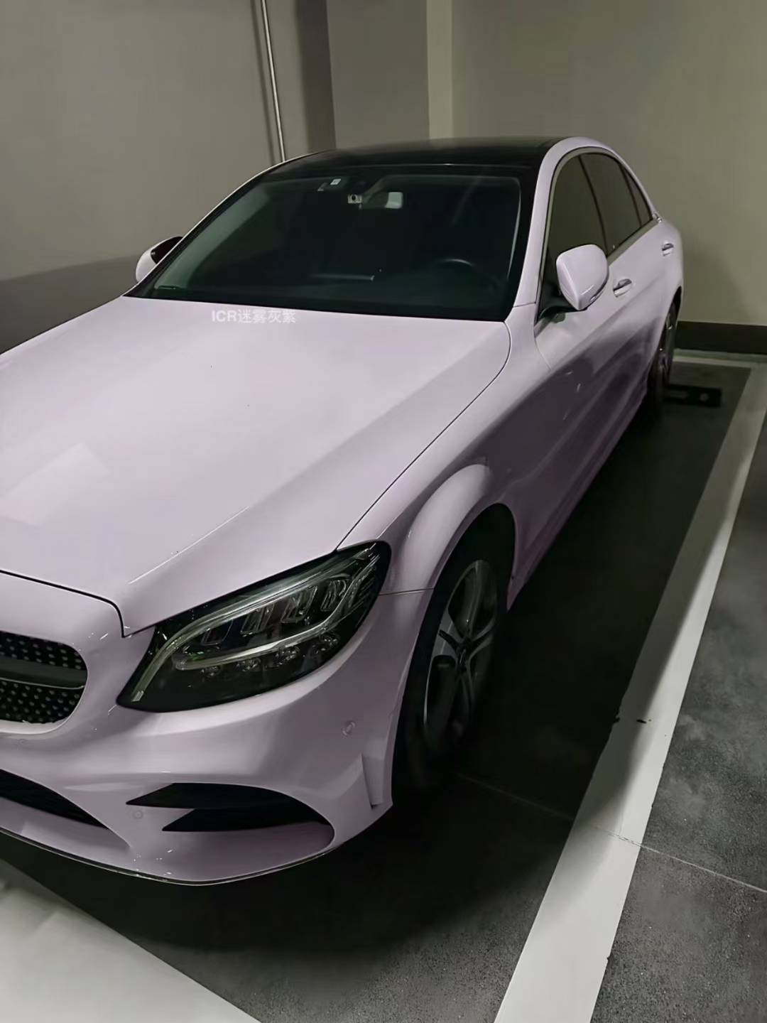 奔驰c级icr改色膜迷雾灰紫,高级配色