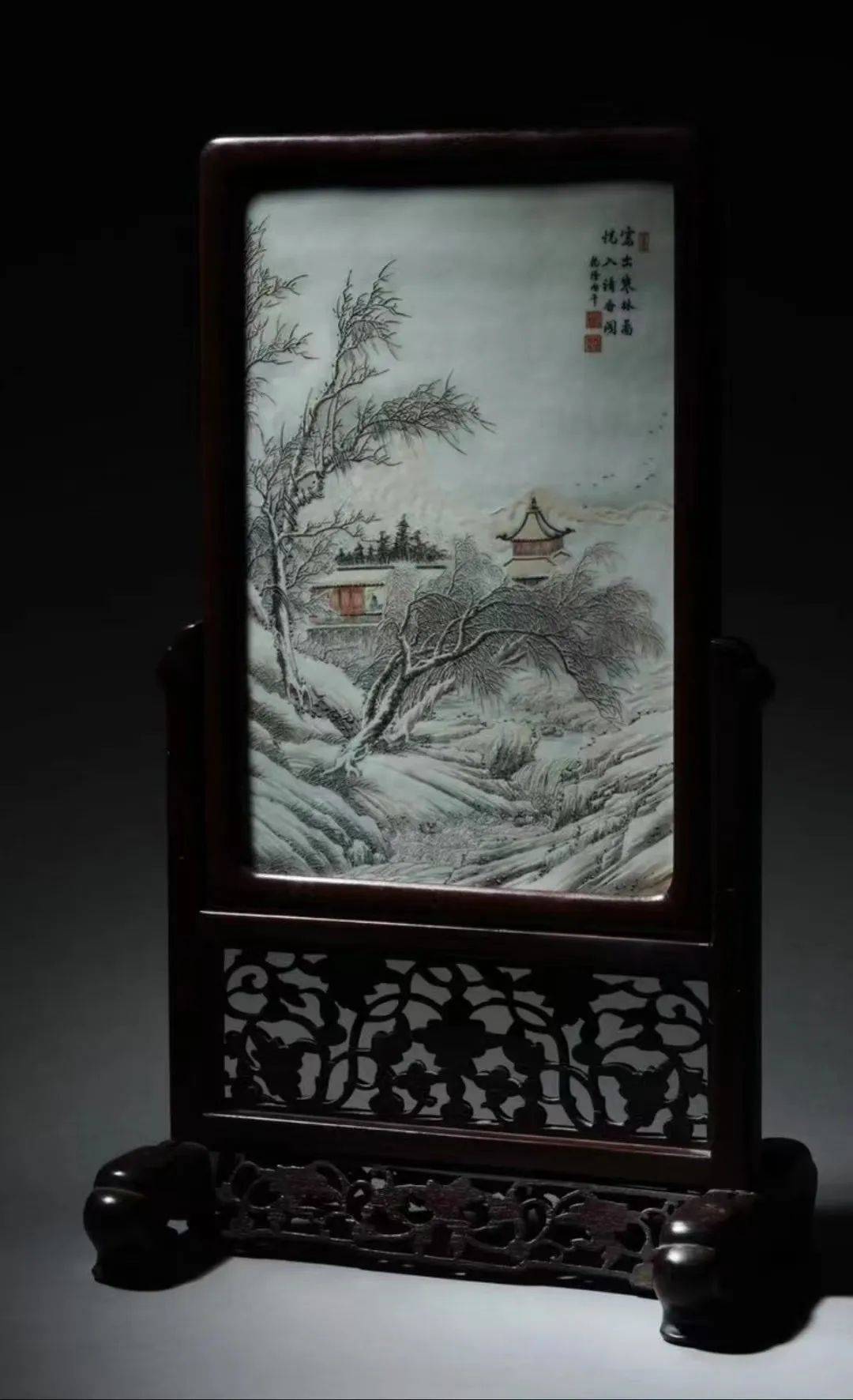 何许人瑞雪寒林图瓷板插屏 | 中贸圣佳拍品征集参考_雪景_山水_lot