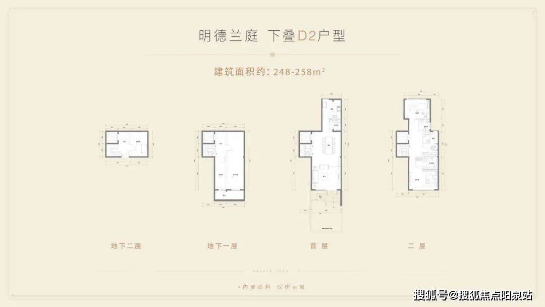 下叠d3户型,327-337㎡地上两层,地下二层首层会客层 二层层卧室层
