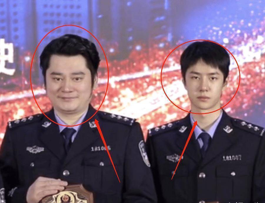 天天兄弟穿警服,王一博钱枫二人同框合影,这头围差距是认真的?