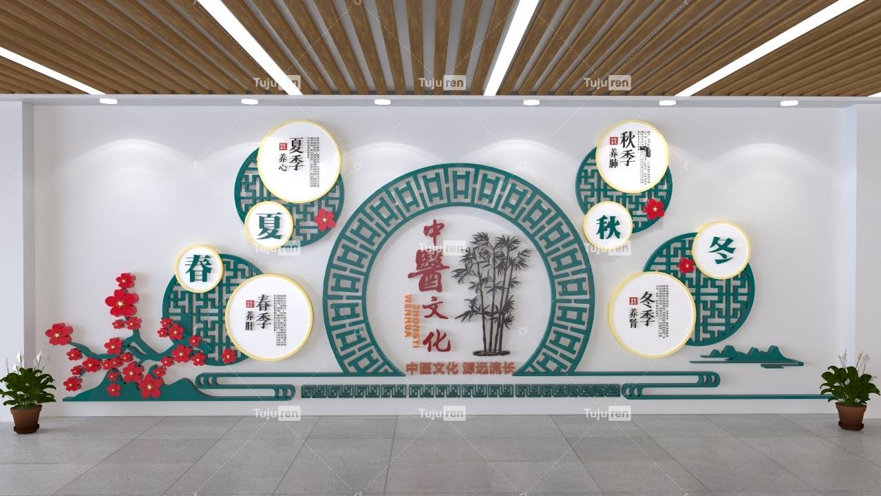传承中医文化四季养生文化墙素材效果图_方法_人们_方式