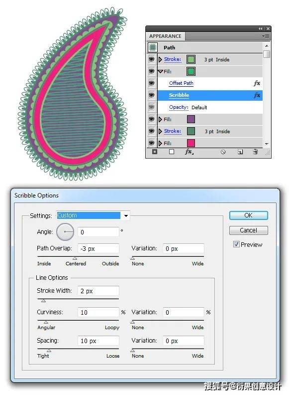 ai软件技巧,佩斯利风格图案_笔画_画笔_颜色