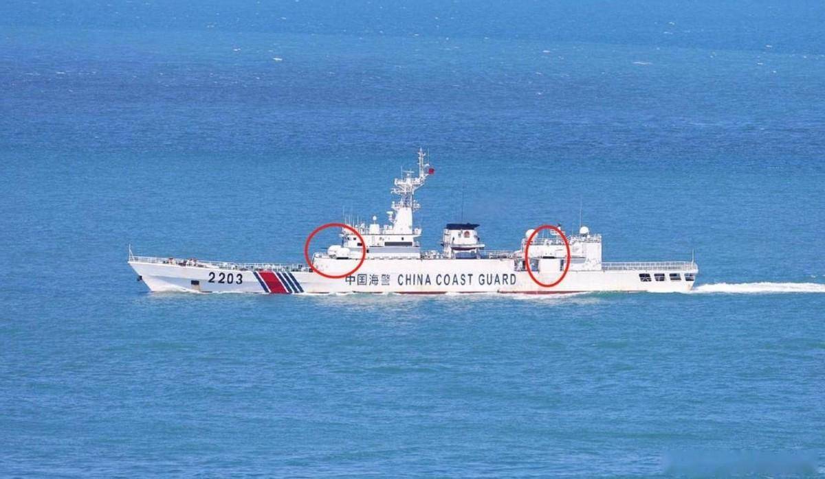 (2203船上配备有舰炮)而2203船也是一艘053h2g护卫舰,在战斗力上是台"