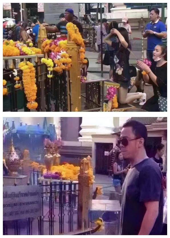 古天乐泰国拜四面佛,眼神吓人,送出4头金象,王石也在!