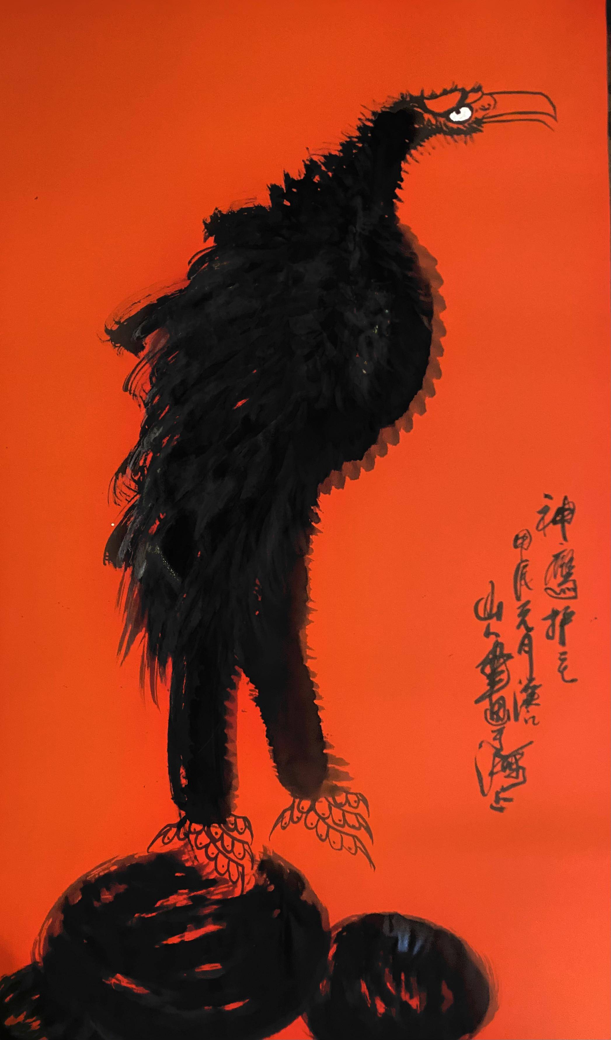 朱祖国能书善画,笔墨凝练遒劲