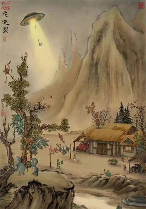 原创他画一幅萧何月下追韩信走红创作的假画系列能让你笑到捧腹