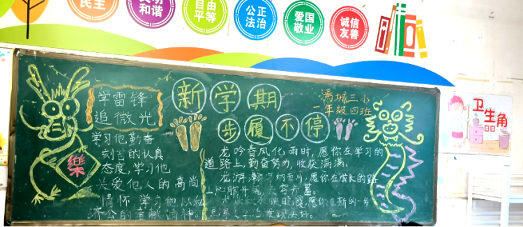 夹江漹城三小开展2024春学期第一学月黑板报评比活动