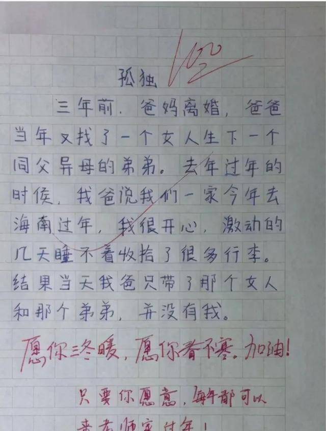 原创小学生满分作文孤独全文没有提到孤独字里行间都是泪