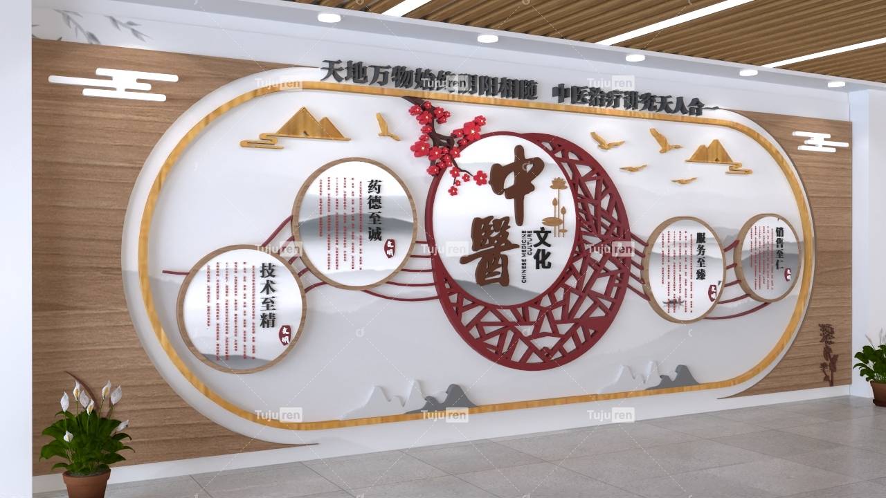 中式中医馆形象文化墙下载图片
