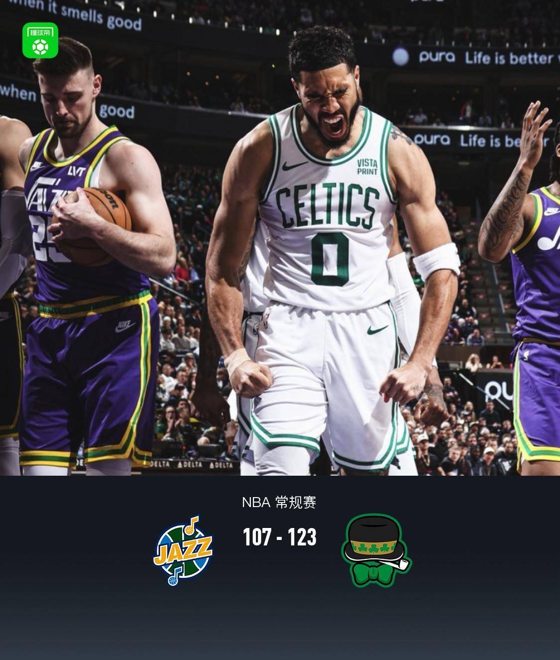 nba战报:凯尔特人123-107爵士,塔图姆38 6 2_犹他_乔治_塞克斯顿