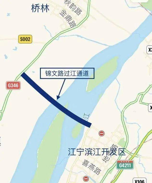 直达市区各个地方;也可以通过江北新区的纬七路过江隧道(长江隧道)和