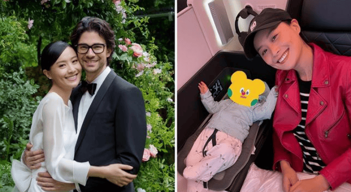 原创恭喜42岁陈法拉二胎得子女儿捧花送给妈妈一家四口晒幸福照