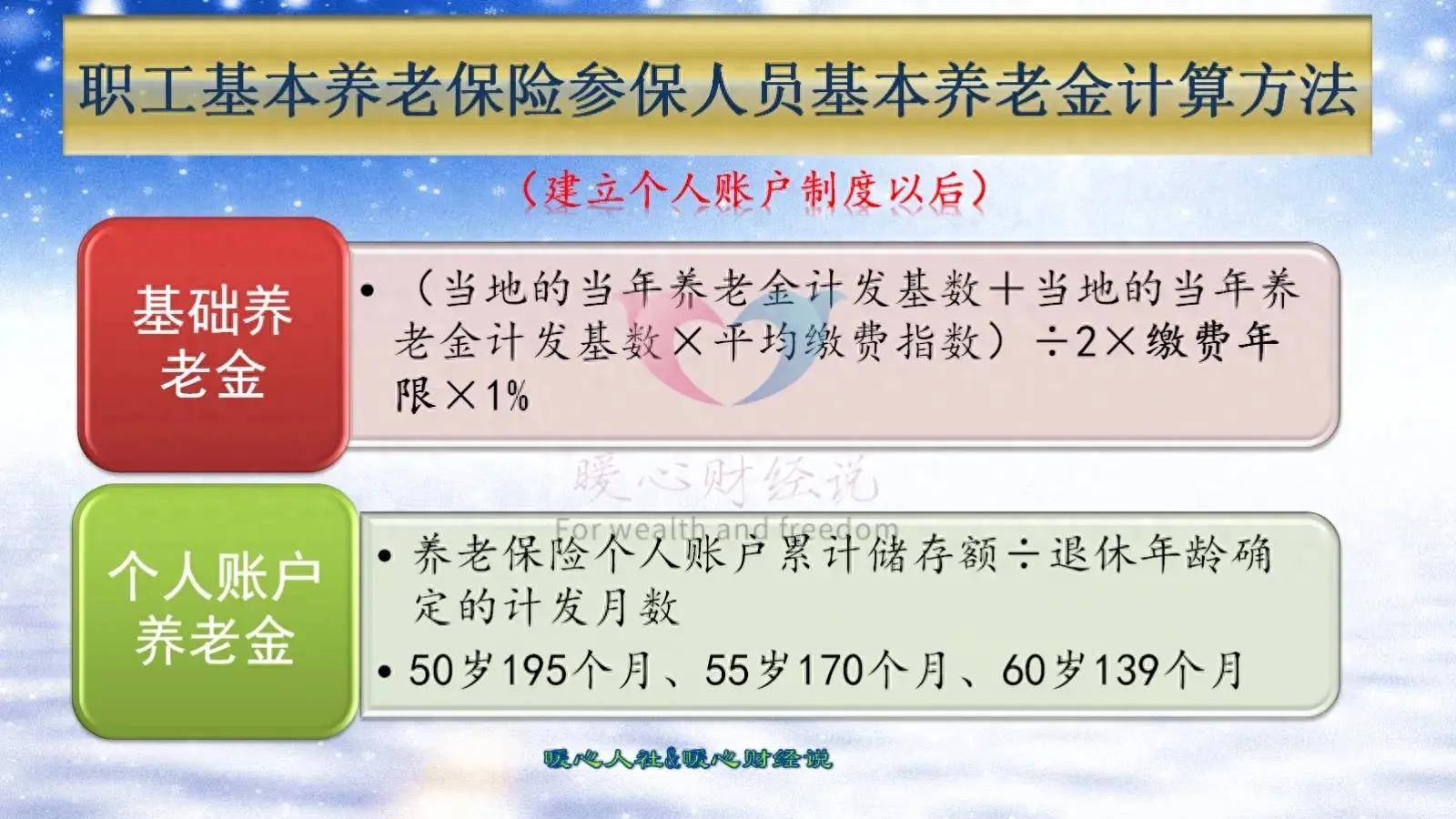 根据养老金计算公式,参保缴费产生的养老金,主要包括基础养老金和个人