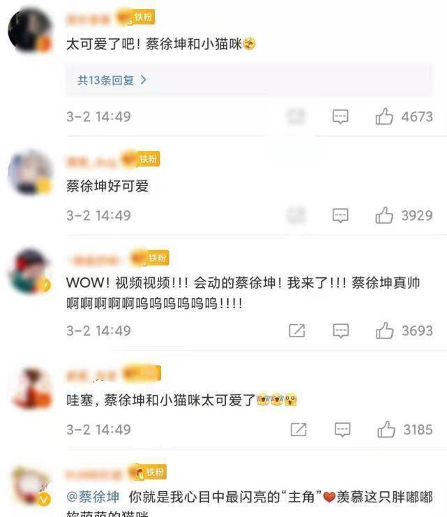 原创蔡徐坤学猫叫表情真逗陈立农晒和猫咪自拍爱猫男孩你pick哪个