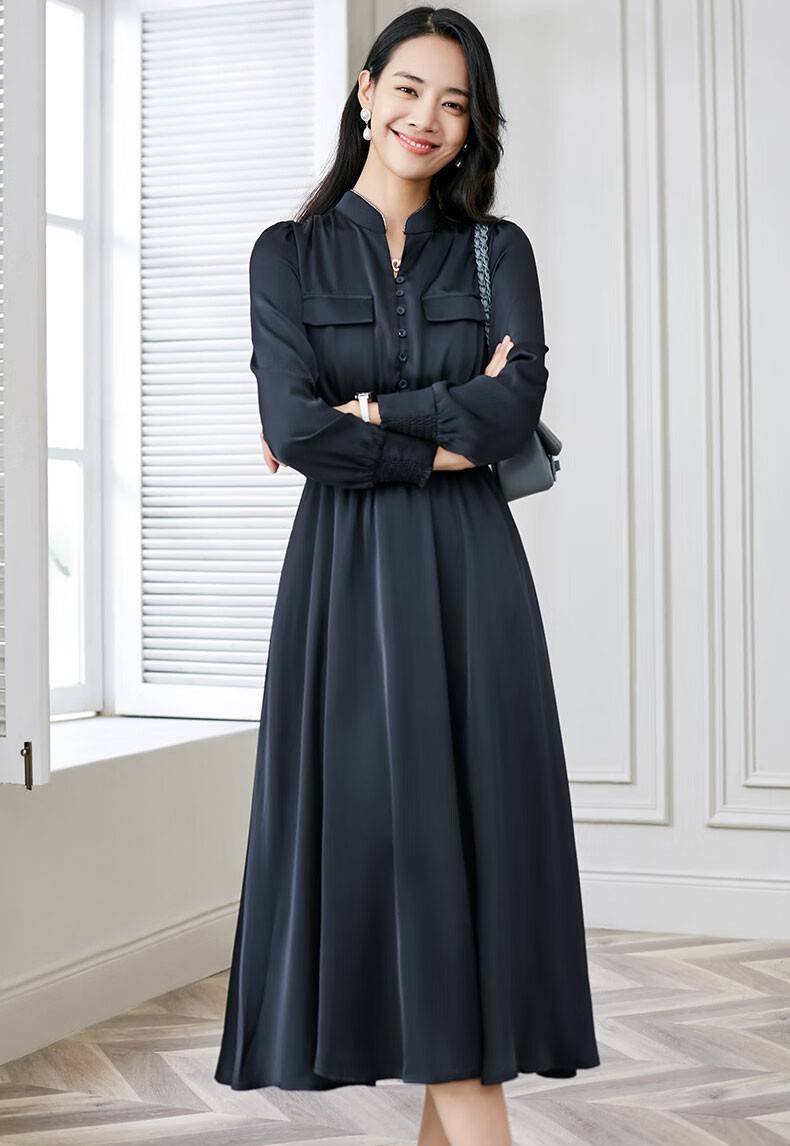 春款气质立领连衣裙,百搭休闲风尽显时尚优雅,为你带来惊艳魅力_裙子