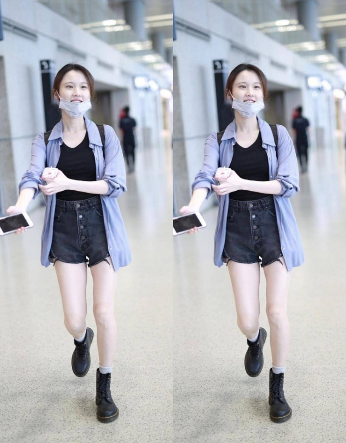 原创张慧雯真是仗着自己挺年轻不施粉黛就出门了穿衬衫还挺低调的