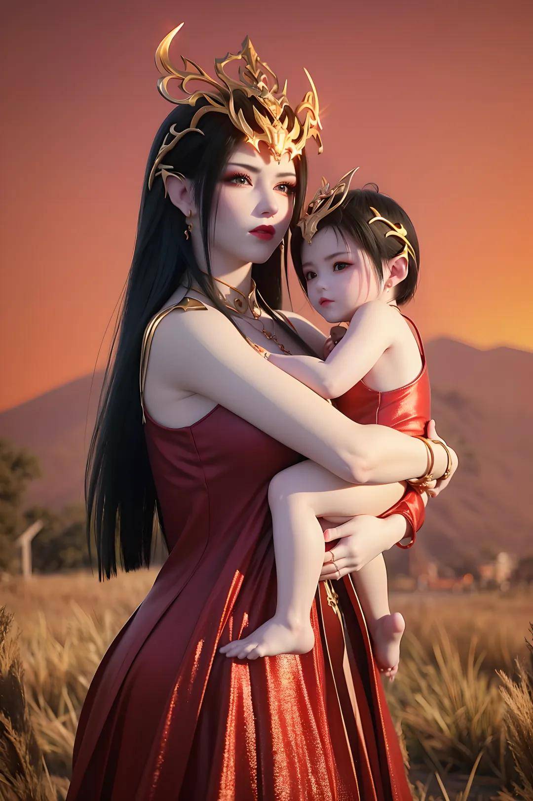 美杜莎母女情深与女儿的亲密瞬间