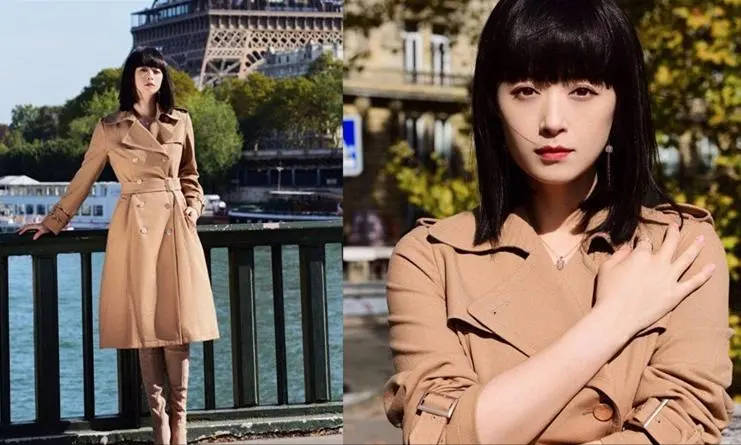 蒋欣减肥成功后又带火新穿搭卡其风衣齐刘海短发减龄洋气