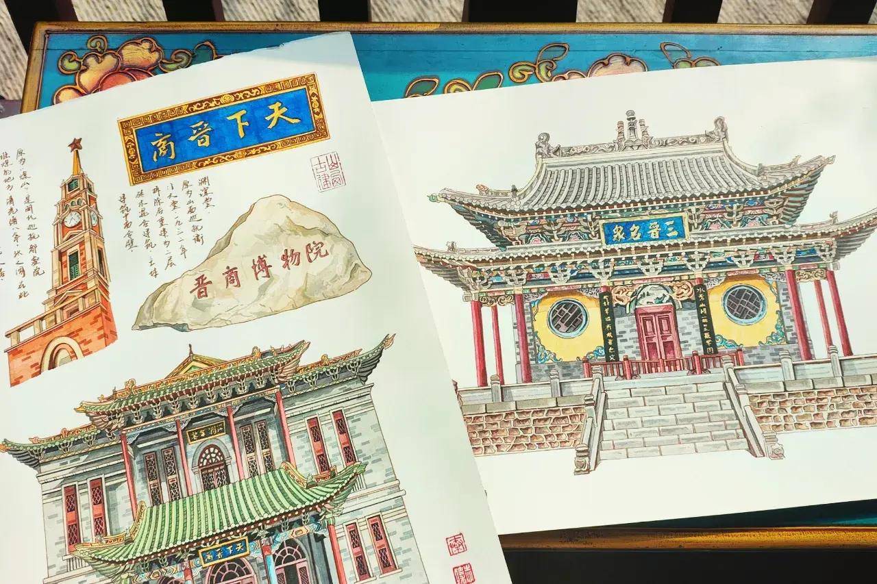 太原后生手绘80幅山西古建火出圈_秦志臻_作品_晋祠