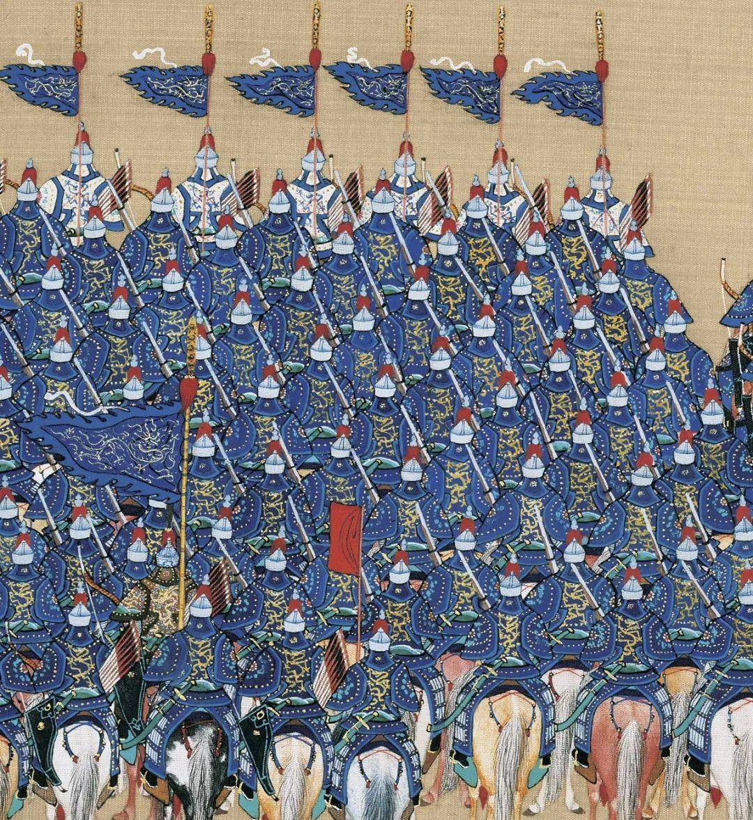 大阅图卷中的正蓝旗护军火器营需要注意的是,"护军"在清代属于一种