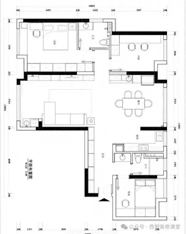 130㎡三室极简装出200㎡效果