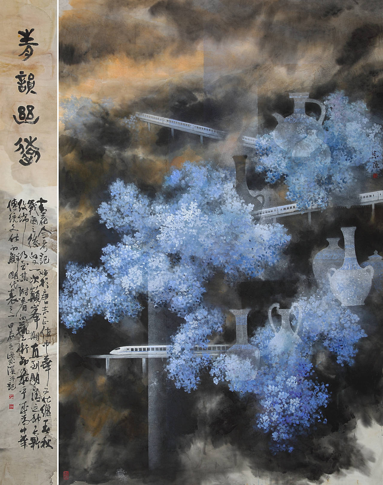 紫溪画作绚丽如诗山涧花开泼墨成韵艺术之美醉人心扉